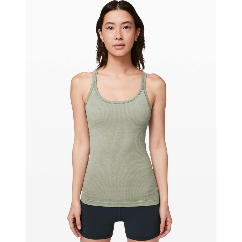 Lululemon Ebb To Street Tank II Sea Moss Activewear Green Athleisure Size 12